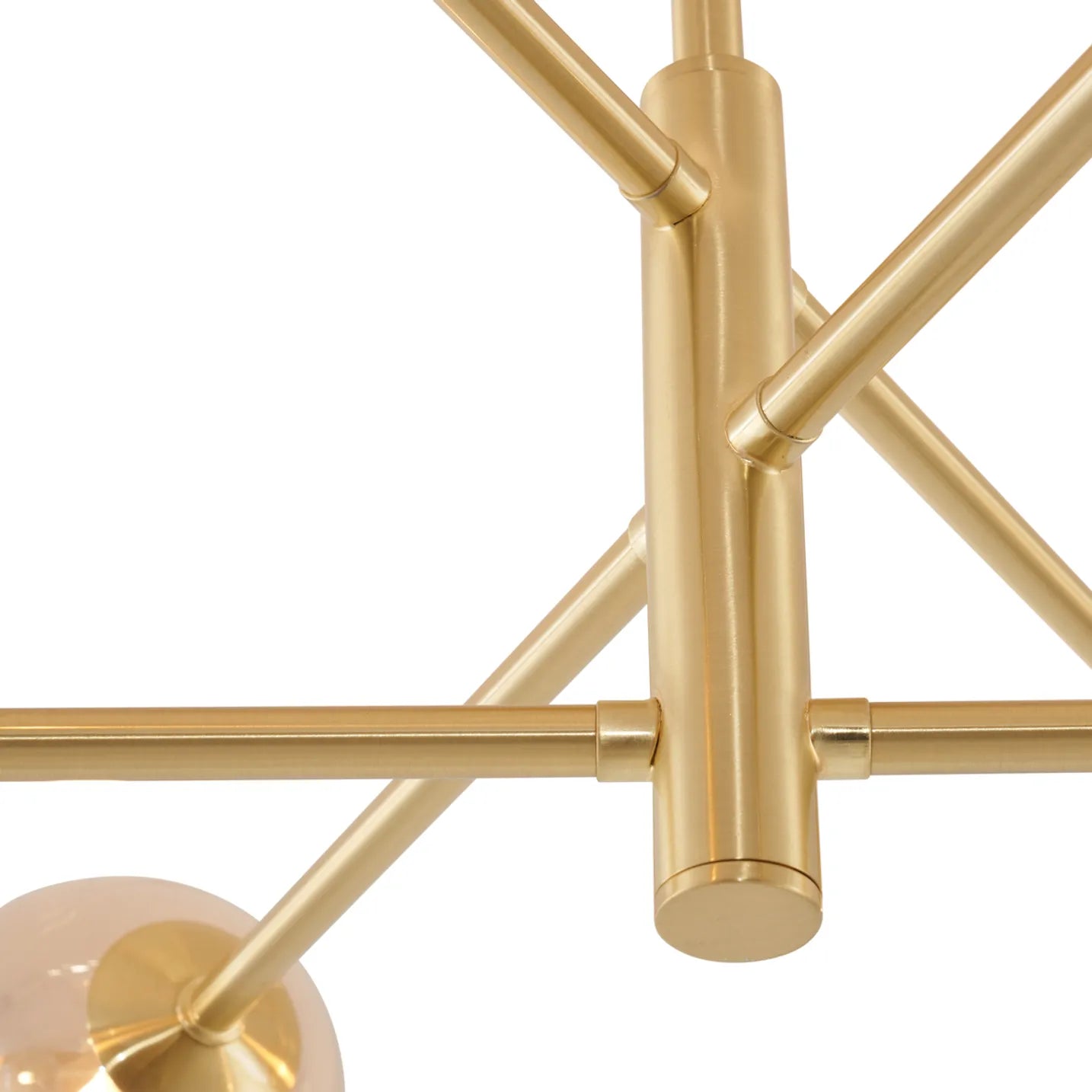 Ceiling Light – 6 Amber Glass Shades with Gold Metal Frame