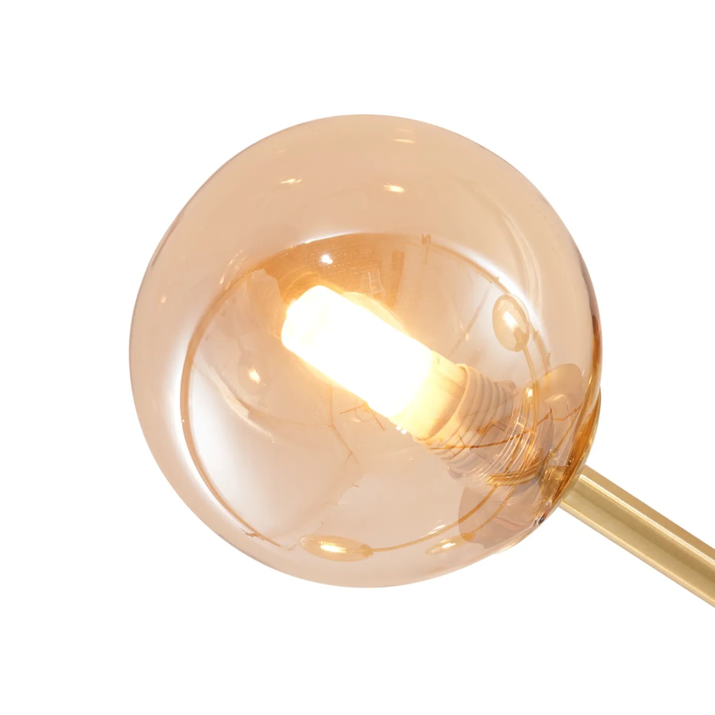 Ceiling Light – 6 Amber Glass Shades with Gold Metal Frame