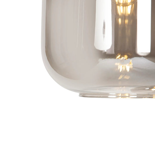 Pendant Light – 3 Smoky Glass Shades with Gold Detail, Black Ceiling Plate