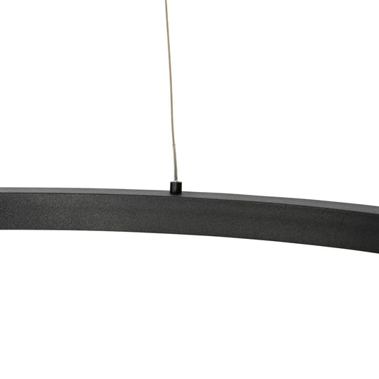 Pendant Light – Black Circular LED Ring, Adjustable Height