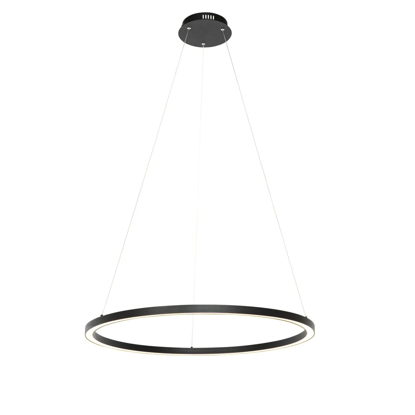 Pendant Light – Black Circular LED Ring, Adjustable Height